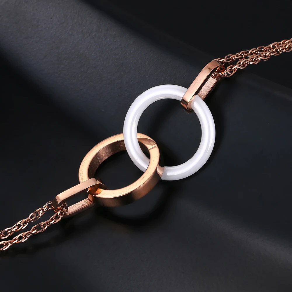 Минималистичные браслеты из нержавеющей стали/розового золота черные/белые