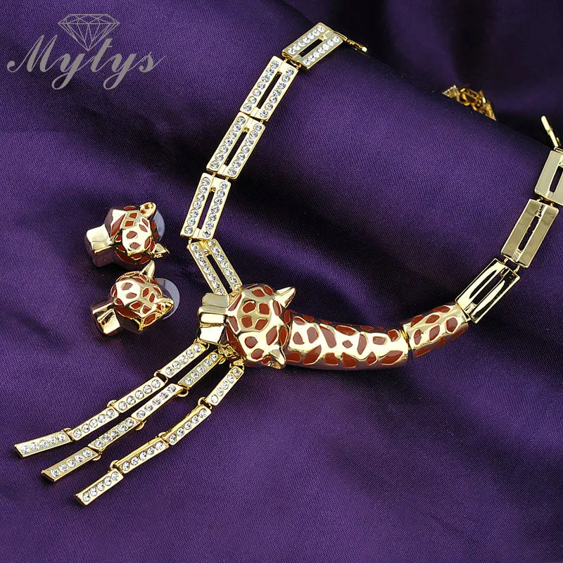 Mytys Наборы украшений в форме животных ожерелье с леопардом и серьги наборы Мода GP
