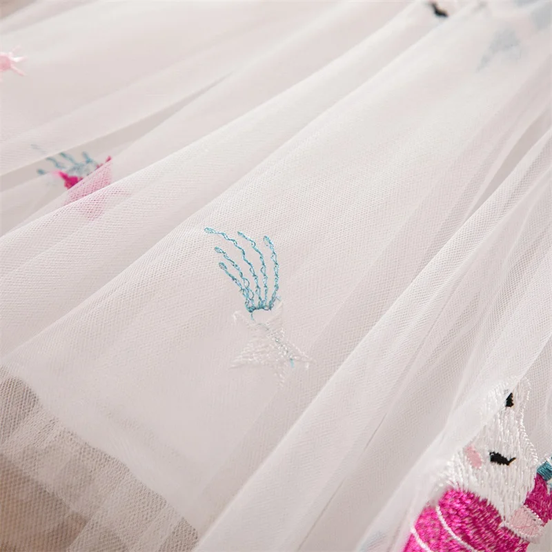 Детское платье с единорогом для девочек летние платья принцессы цветами