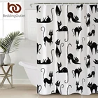 Занавеска для душа BeddingOutlet, водонепроницаемая шторка из полиэстера с крючками, с животными, черная, белая, для домашнего декора