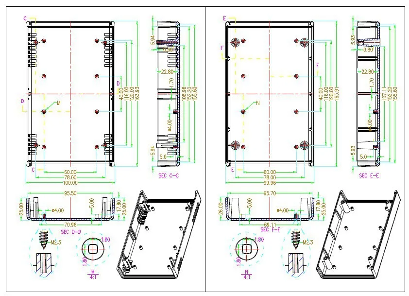[2 цвета] пластиковый корпус для электронной распределительной коробки 160*100*51 мм