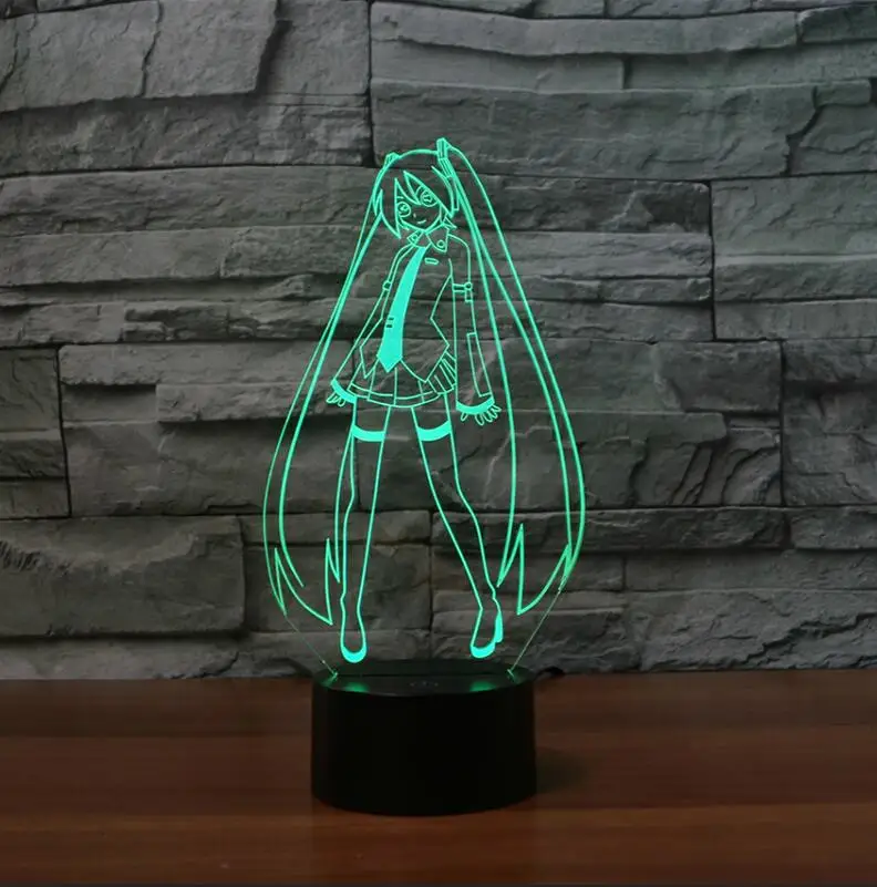 B Светодиодный 3d-ночник hatsune miku моделирование ночника RGB прикроватная лампа для спальни usb настольная лампа Светодиодная лампа с сенсорным управлением Новинка Декор lampa - Испускаемый цвет: B