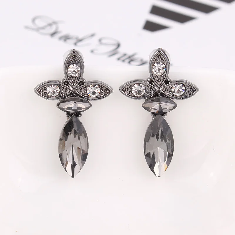 black LUBOV винтажные античные золотые прозрачные стразы серьги для женщин Bijoux Brincos женский Рождественский подарок - Окраска металла: black