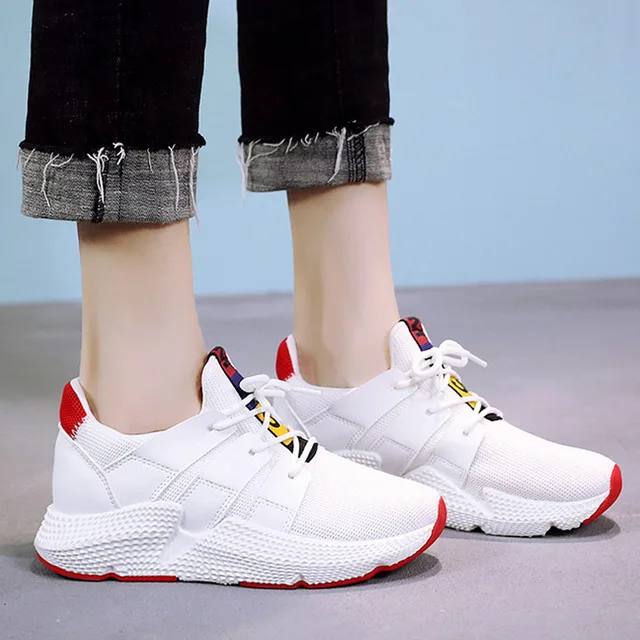 

Weaving White Shoes Woman Female Wild Running Shoes Breathable Fitness Sports Shoes For Women Jogging Yoga Fitness Shoes