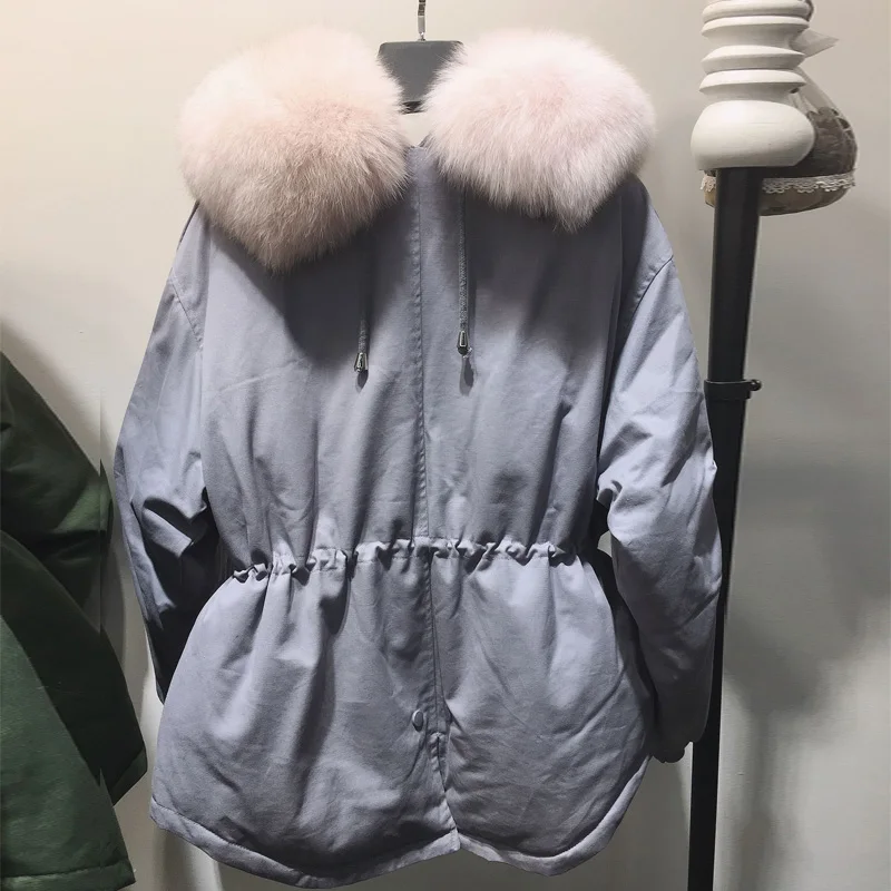 Large Real Fox Fur Collar New Winter Coat Jacket Women Female Loose Short Down Parka Thick Warm 90% White Duck Down Jacket
