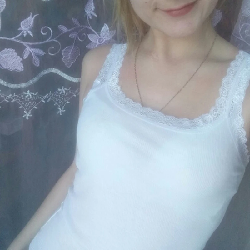 Майка женская кружевная с U-образным вырезом пикантная Удобная Облегающая