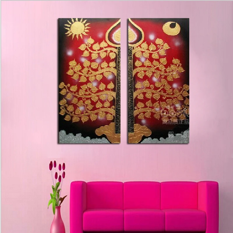 Современная Абстрактная модная картина маслом на холсте солнце и луна bodhi Дерево