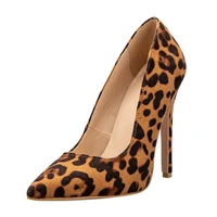 high heels leopard shoes women pumps office lady pointed toe flock sexy wedding sapato feminino high heel pumps