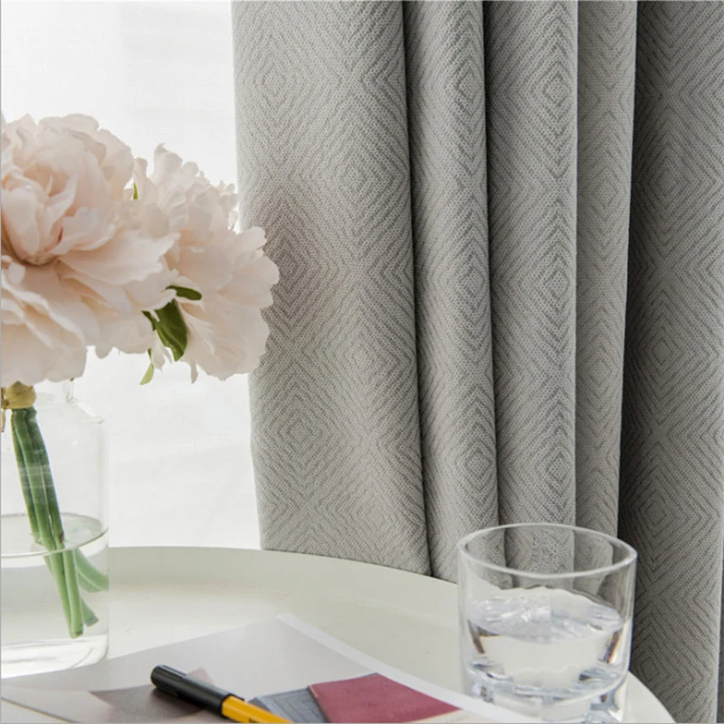 Простые серые жаккардовые шторы для гостиной Затемненные оконные роскошная