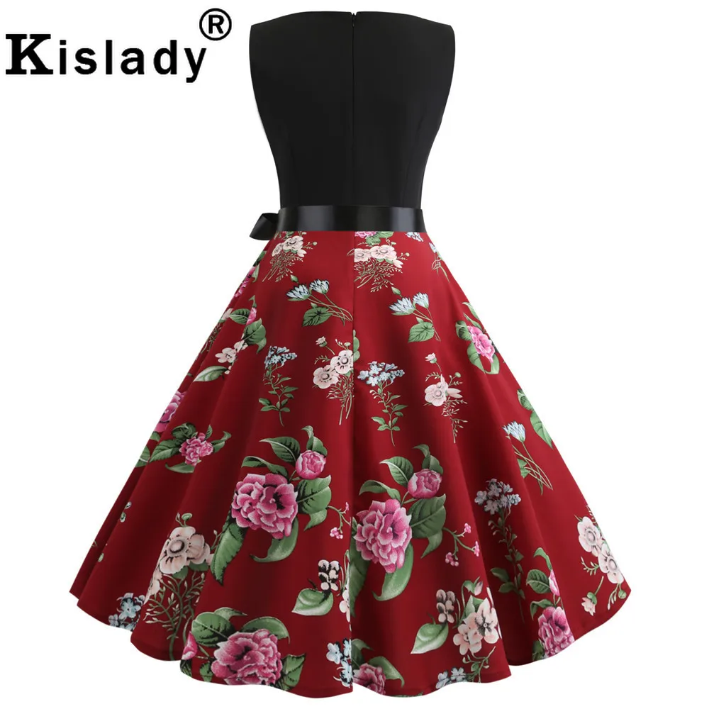 Летнее женское винтажное платье с v образным вырезом и цветочным принтом в