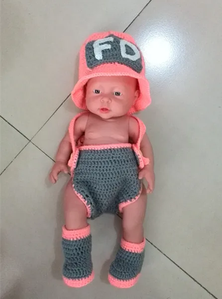 Baby Firefighter Fireman Hat Outfit 4pc Crochet Diaper Cover Set w/Suspenders &amp Boots Newborn 0-3 3-6 Photography Prop | Детская