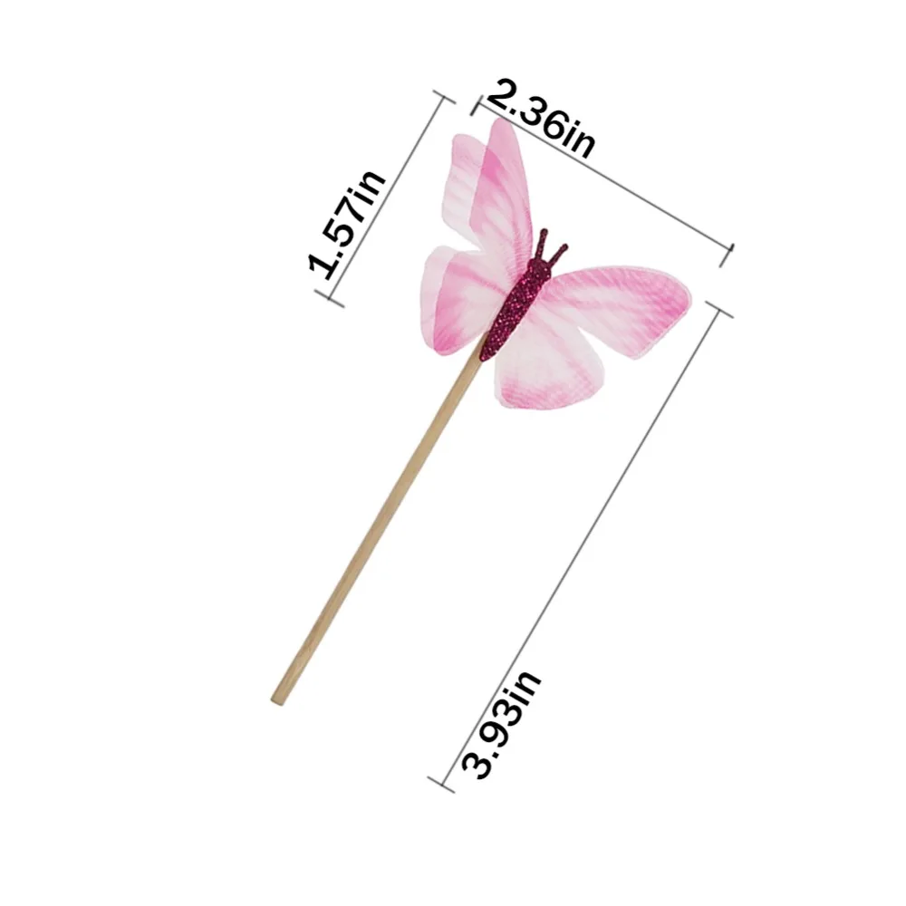 10pc Double-Layer Tulle Colorful Butterfly Cake Flags Cupcake Cake Toppe For Wedding Party Children Birthday Cake Decor Supplies