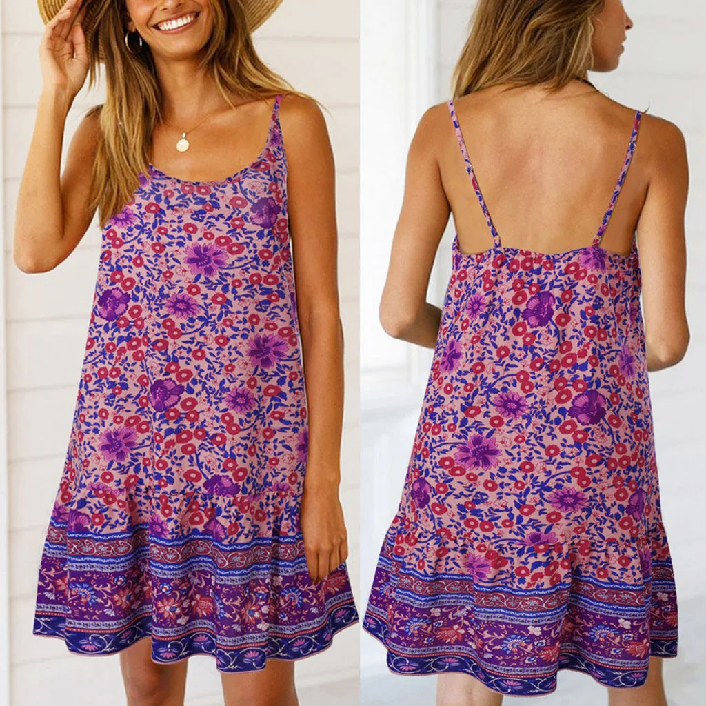 Летнее модное женское сексуальное повседневное мини-платье без рукавов в