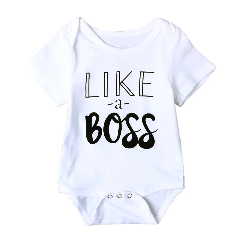 2017 Newborn Infant Baby Boys Girls Bodysuit Short Sleeve Letter Boss Jumpsuit Outfits Clothes 4-24M DS40 |