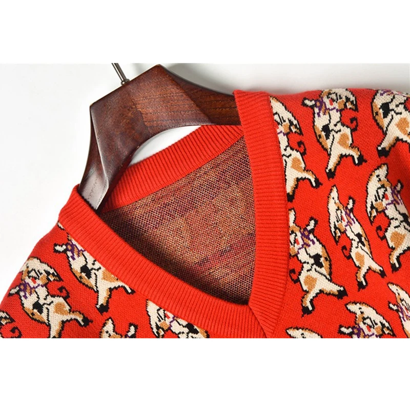 Весенне-осенний вязанный женский свитер-пуловер с v-образным вырезом модный