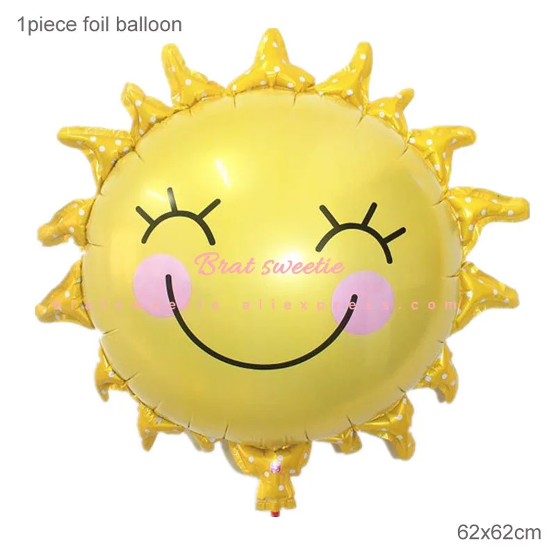 1pc sun balloon Mermaid Balloon Foil Helium Balloons Hawaii Tropical Baby Shower Girl Garland Happy Birthday Party Decorations Kids Toys Gifts - Цвет: 1pc sun balloon