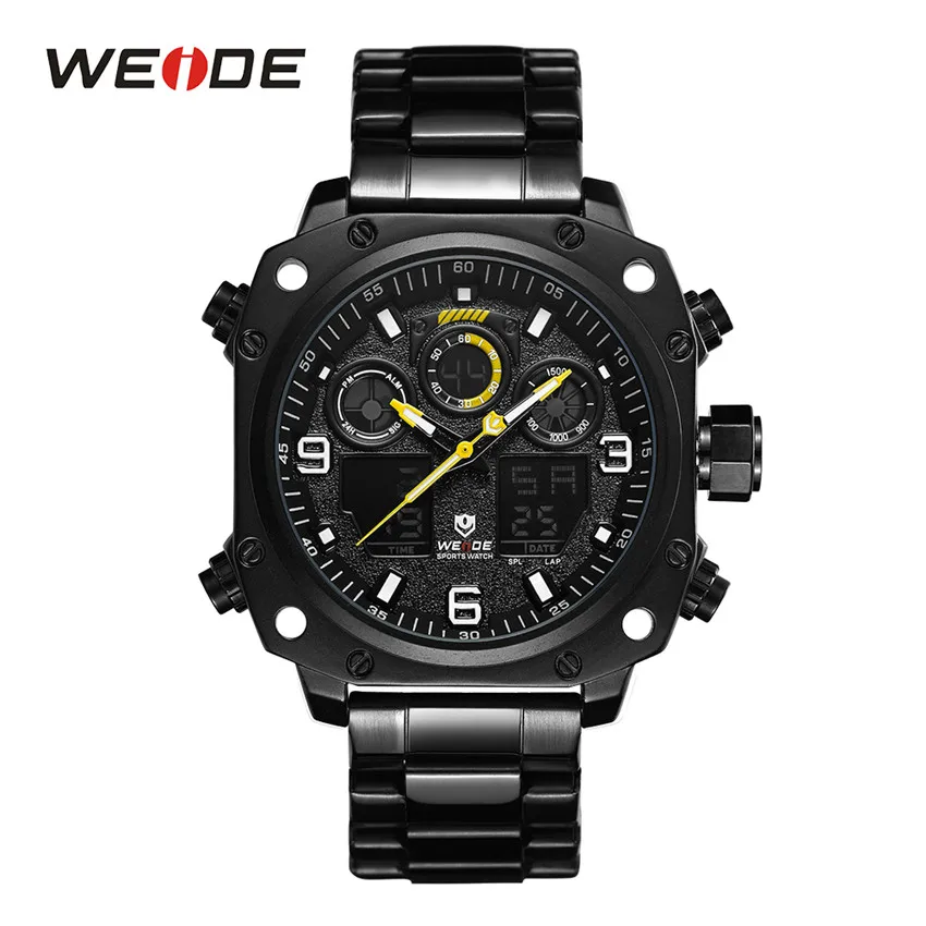 WEIDE, деловые, повседневные, спортивные, авто секундомер, дата, нержавеющая сталь, ремешок, lcd Аналоговый дисплей, Кварцевые водонепроницаемые наручные часы - Цвет: WH7303B-2C