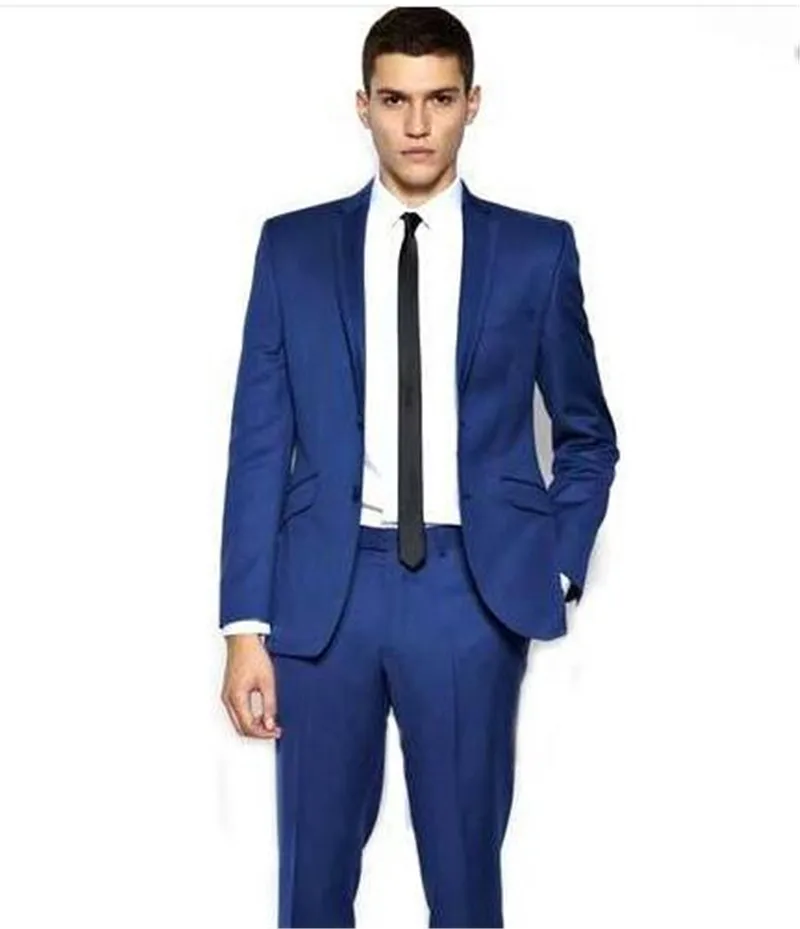 NavyBlue мужские костюмы на заказ приталенный пиджак с острым отворотом формальное