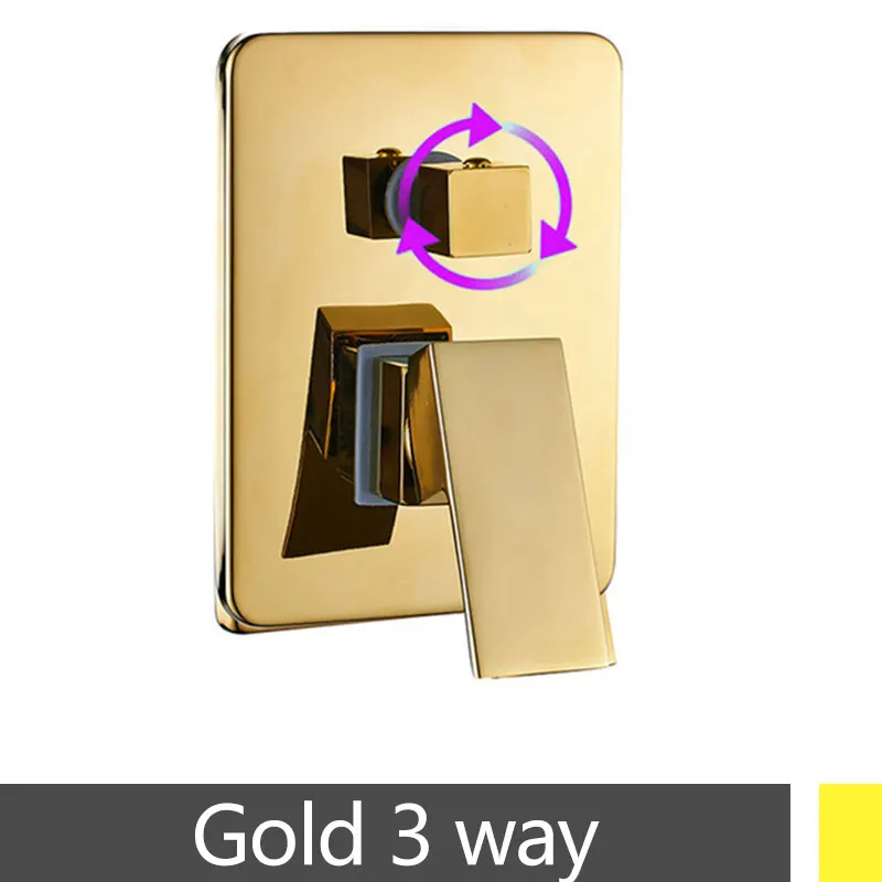 gold 3 way Скрытый душ смесительный клапан смеситель для душа горячей и холодной воды, нажмите 1/2/3 Way смеситель для душа с картриджем клапана смесителя - Цвет: gold 3 way
