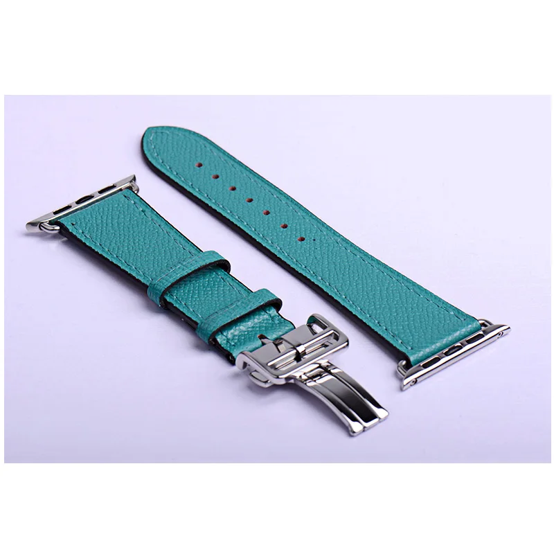 green Кожаный ремешок для Apple watch band 4 44 мм 40 мм iwatch band 42 мм 38 мм браслет с пряжкой для Apple watch 4 3 21 - Цвет ремешка: green