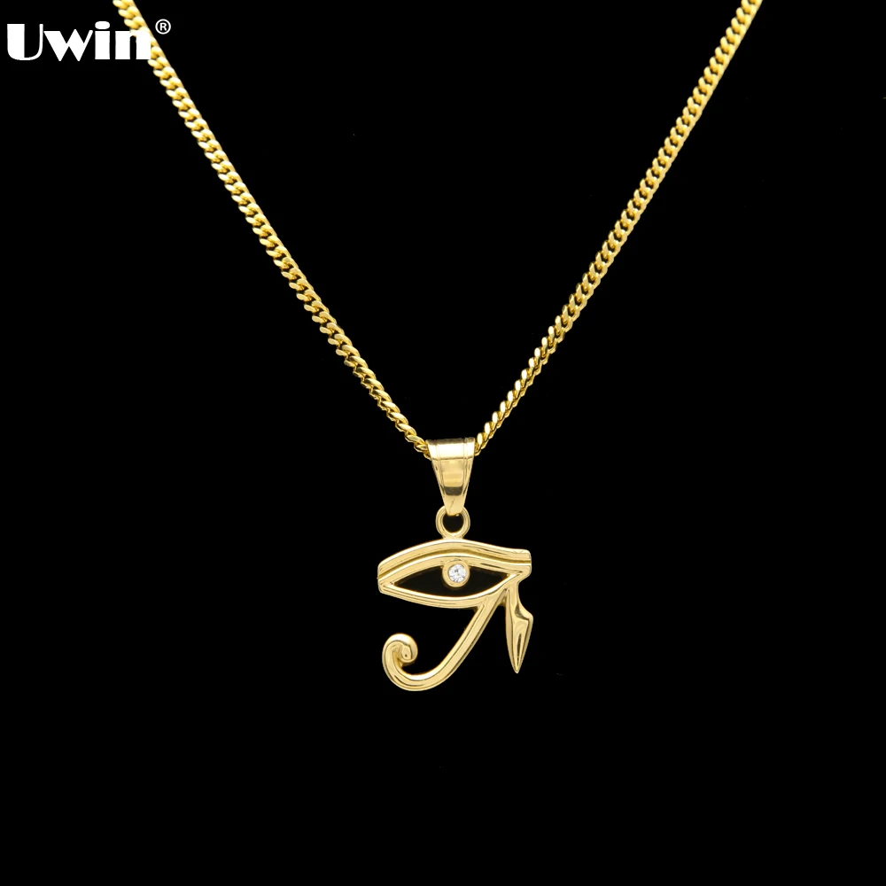 

Male The New Style Stainless steel Gold Color Pharaoh Of Egypt The Patron Saint Of The Eye Of Horus Amulet God Eye Pendant