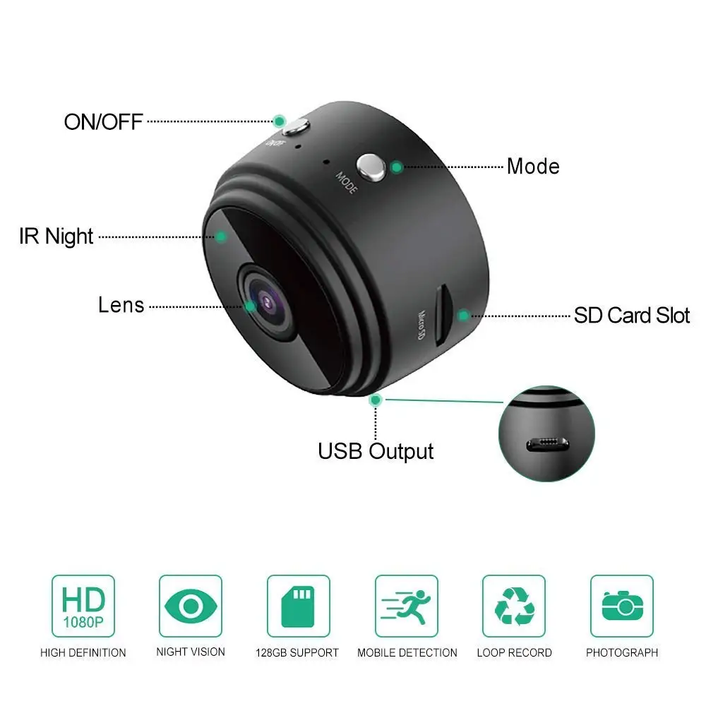 1080P HD WiFi камера беспроводная домашняя охранная наблюдения с ночным видением