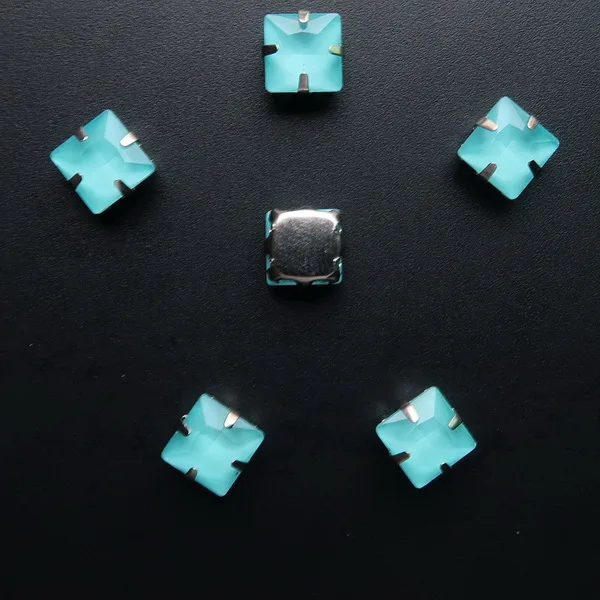 A5 Blue zircon Милый Серебряный металлический коготь 50 шт/п желе конфеты и AB цвета стекло кристалл 8 мм квадратной формы пришить стразы свадебное платье diy отделка - Цвет: A5 Blue zircon
