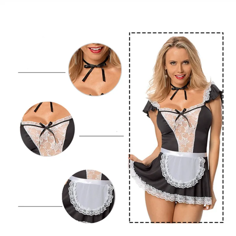 2018 Lenceria Сексуальная Униформа горничной эротические костюмы для женщин