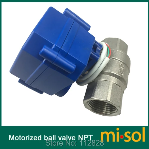 

1 pcs motorized ball valve 3/4" NPT, DN20, 2 way 12VDC CR04, stainless steel electrical valve