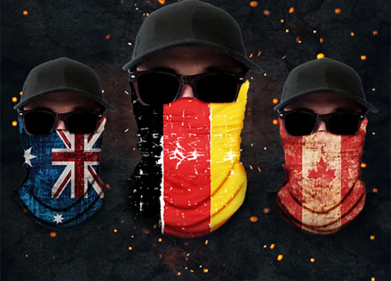 Крутой череп мотоциклетная маска для лица американский флаг Велоспорт трубчатые бесшовные банданы Рыбалка головной платок Балаклава череп маска 10 шт./партия