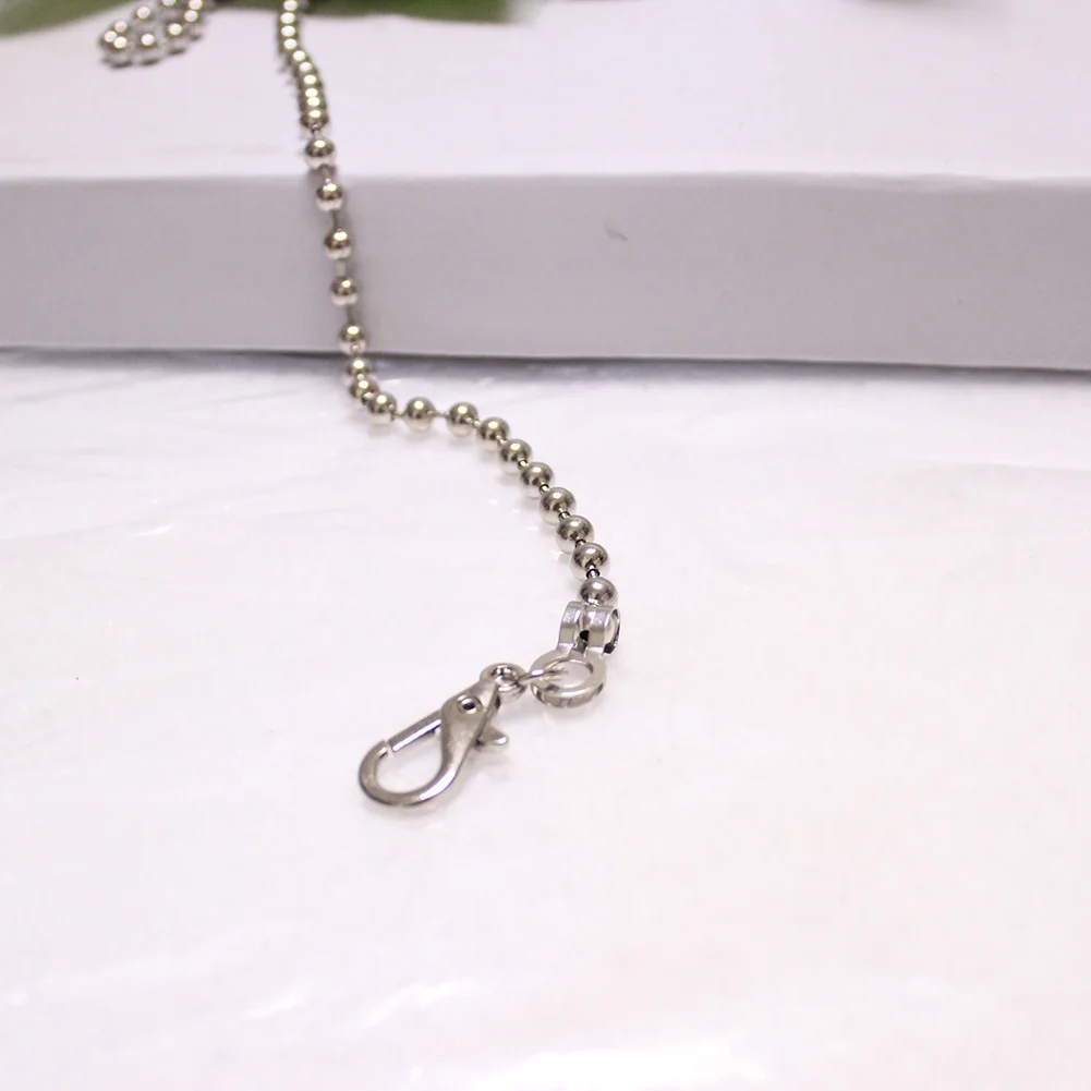Серебристый 120 см металлическая цепочка с бусинами DIY цепочка для кошелька с зажимом на плечо сумка на ремне аксессуары для сумок Сменные ручки для сумок - Цвет: Серебристый