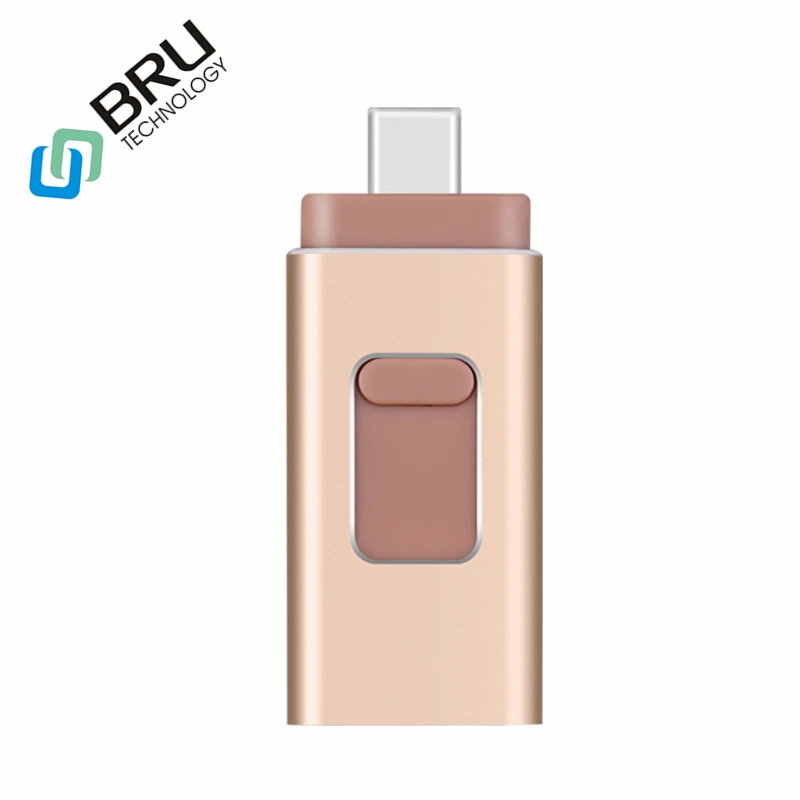 BRU 16G32G64G128G 4в1 OTG USB флеш накопитель для iPhone5s/6/6plus/7/8/X/XR IOS Android type C Флешка