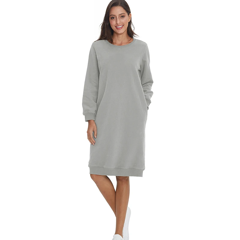 Хлопковая женская Свитшот Sprint зимний длинный пуловер с круглым вырезом для