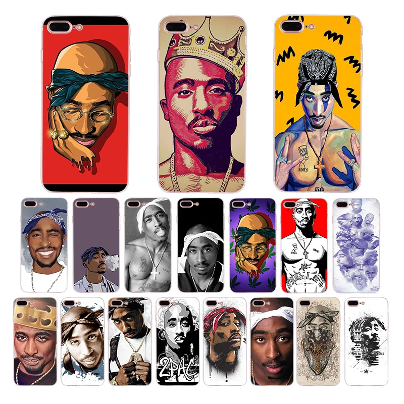 

Soft silicone phone case for iphone X XS XR XSMAX 6S 6 7 8 plus 5s 5 se Pop hip-hop singer 2Pac TPU Perfect fit cover shell