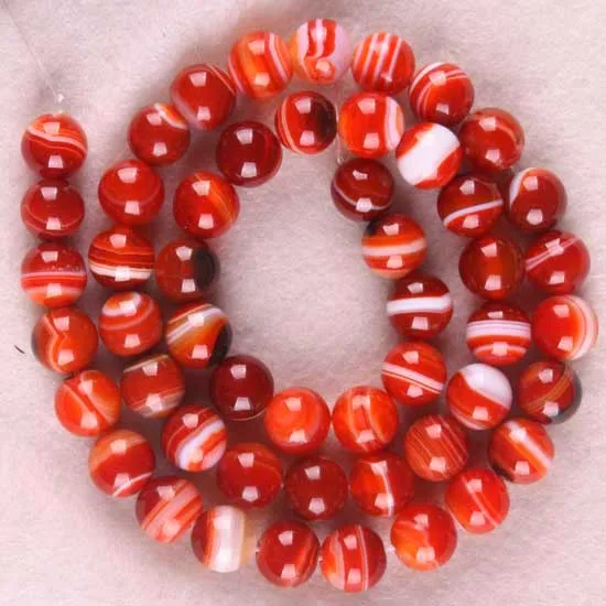Fashion Jewelry Round Red 8MM Veins Onyx Loose Beads Strand 15.5&quot (51 beads) G037 | Украшения и аксессуары