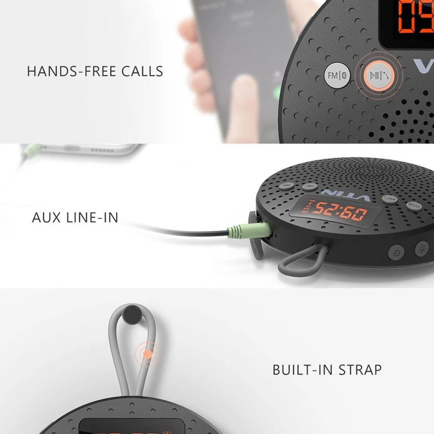 VTIN 5 Вт Bluetooth динамик IPX5 Водонепроницаемый Открытый громкой связи спикер с FM радио