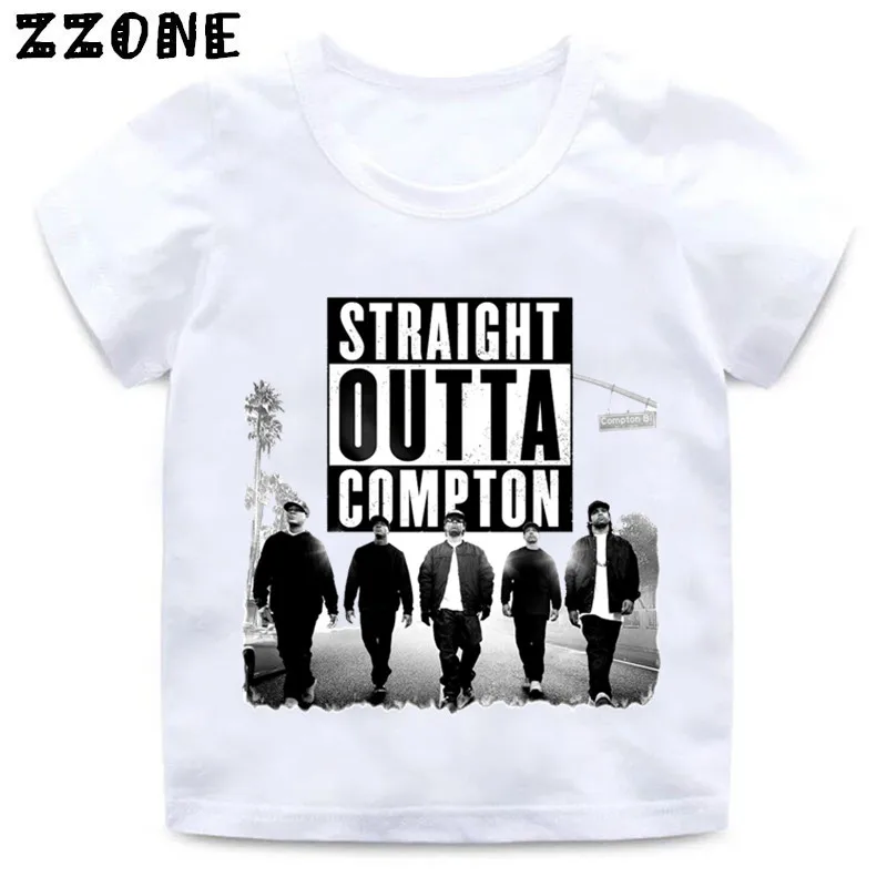WhiteG Футболка с принтом NWA Straight Out Compton для мальчиков и девочек детские летние белые топы, футболка детская повседневная одежда HKP558 - Цвет: WhiteG