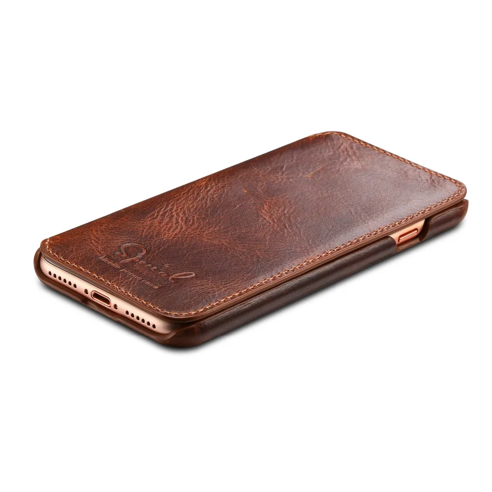 Чехол-книжка из натуральной воловьей кожи для телефона iPhone 8, 7, 6s, 6 Plus, для Samusng, S8 Plus, S8, Винтажный чехол с масляным воском