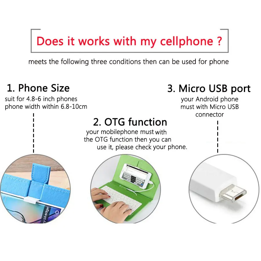 

Micro USB Keyboard Case PU Leather Stand Cover For Android Mobile Phone Wired Keyboard Phone Case For Samsung Xiaomi Huawei Sony