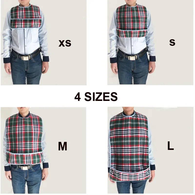 

Large size New Arrived Top Plaid Unisex Adult Waterproof Saliva Pads Waterproof Aprons Bibs Towel Burp Cloths With Pocket