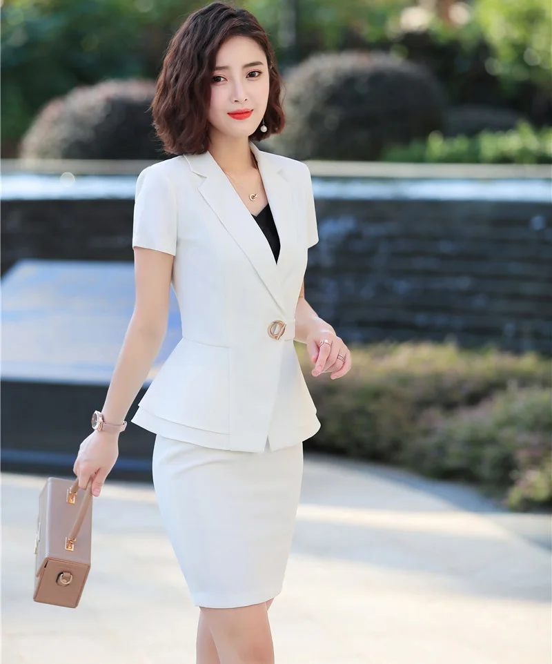 Деловые костюмы с топом и юбкой лето 2019 женская профессиональная одежда для
