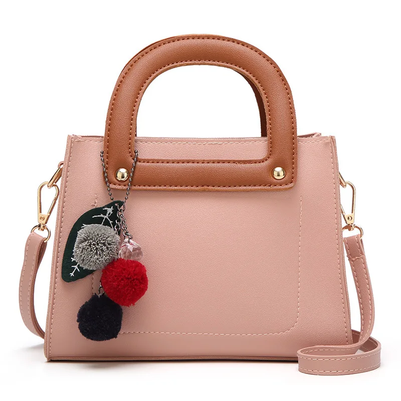 

Hair ball ornaments Vintage Female Top-handle Bags Rivet Larger Women Bags Hair Ball Shoulder Bag Motorcycle Messenger Bag-45