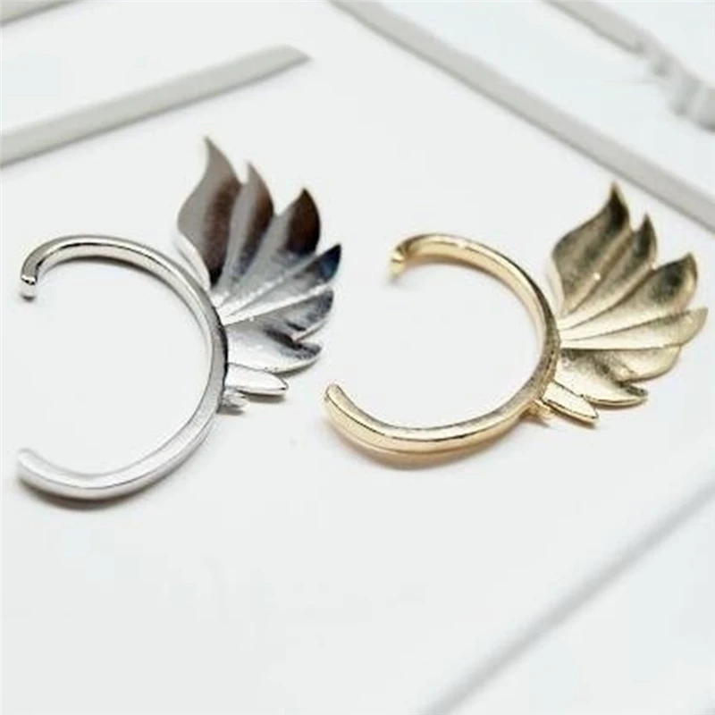 Hot Fashion Single Girl Ear Cuff Earrings 1PC Angel Feather Golden Clips For Women Left Punk Jewelry Gift | Украшения и