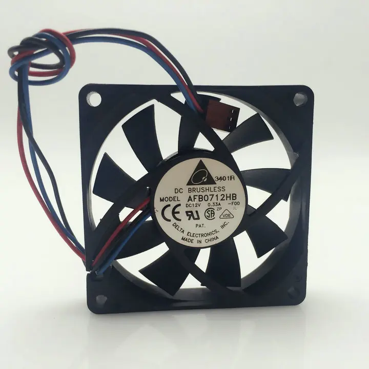 

Delta AFB0712HB DC 12V 0.14A 3-wire 70x70x15mm 7CM Ball Bearing Square Server Cooling Fan