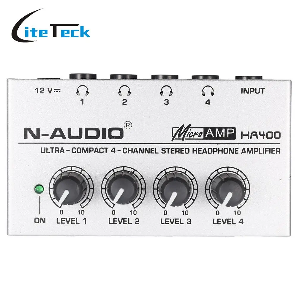 HA400 ультра-компактный 4 канала мини аудио стерео наушники усилитель с адаптером