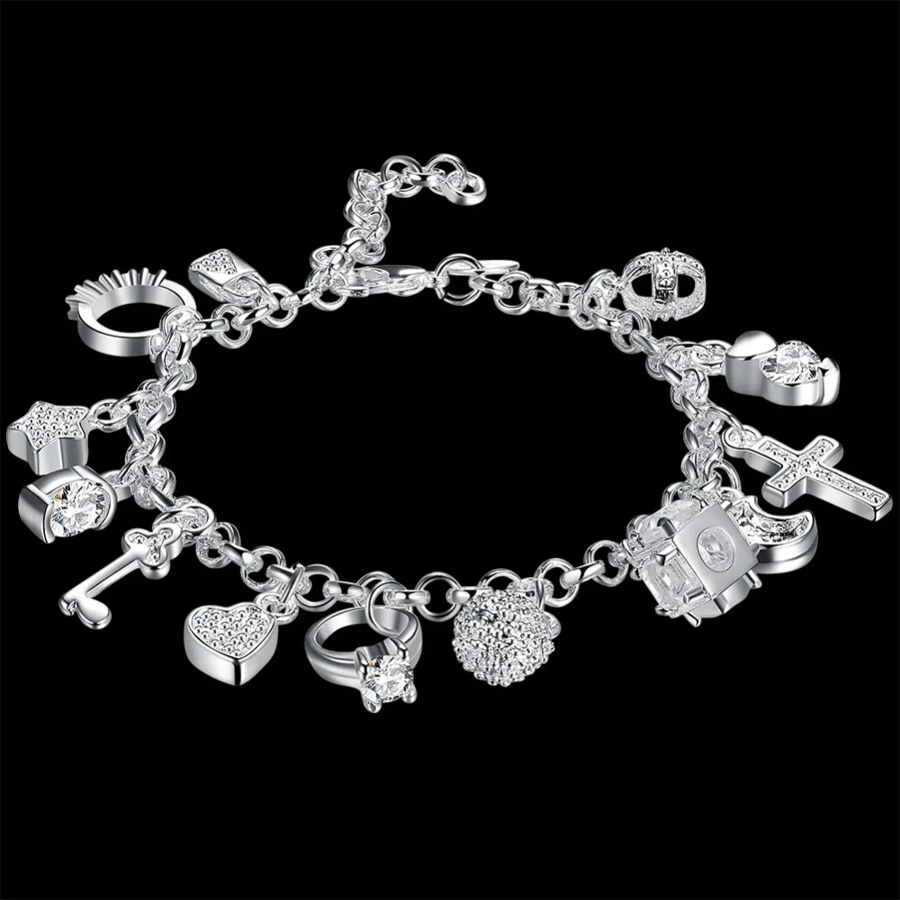 Free Shipping M925 Silver color Jewelry Bracelets Fashion 13 Fashionable Bangles High Quality Wholesale H144 | Украшения и