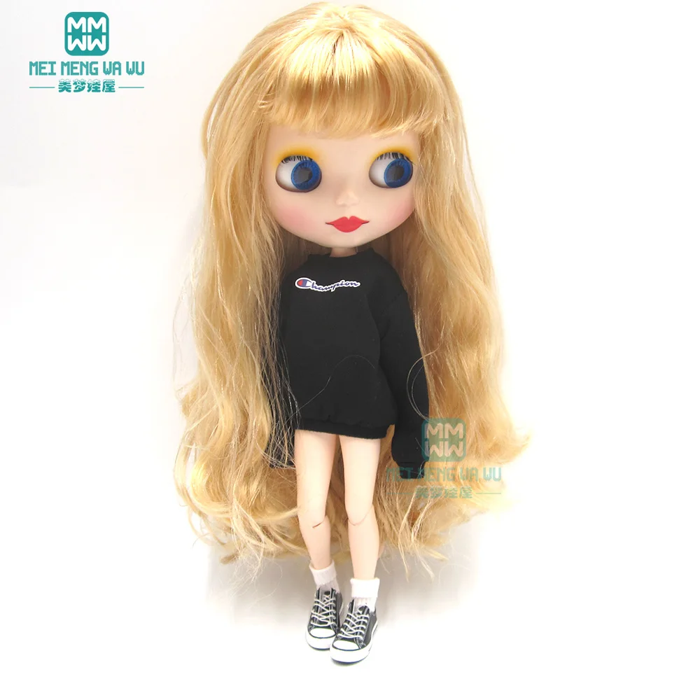 1 шт. Blyth Кукла Одежда Повседневная Толстовка Черный Белый Красный для Blyth Azone1/6 кукла