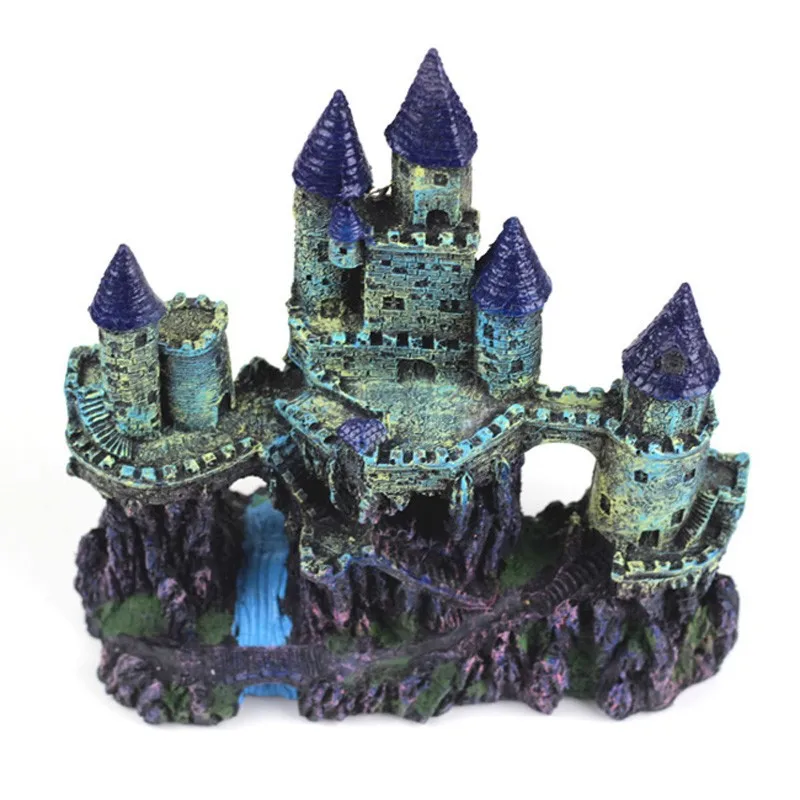 

24cm Aquarium Artificial Castle Decoration Fish Tank Ancient Castle Tower Ornament Aquarium Rock Cave For Fish Shrimp Hiding