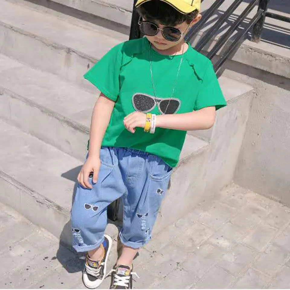Novelty Style 2019 Kids Clothes Summer Cotton Boys Sets T Shirt + Shorts 2 Pcs/SET Toddler 3 Colors 4 5 6 7 8 9 10 | Детская одежда и