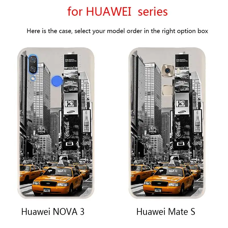 New York City Times Square Taxi Phone Cases For Huawei Mate 30 20 10 Lite Pro Cover Y5 Y6 Y7 Y9 2019 2018 2017 Nova 3i 4 Hot | Мобильные